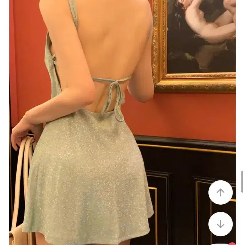 [BUNJANG] Glitter Backless Butterfly Mini Dress / 글리터 백리스 나비 원피스 파티원피스 휴양지원피스