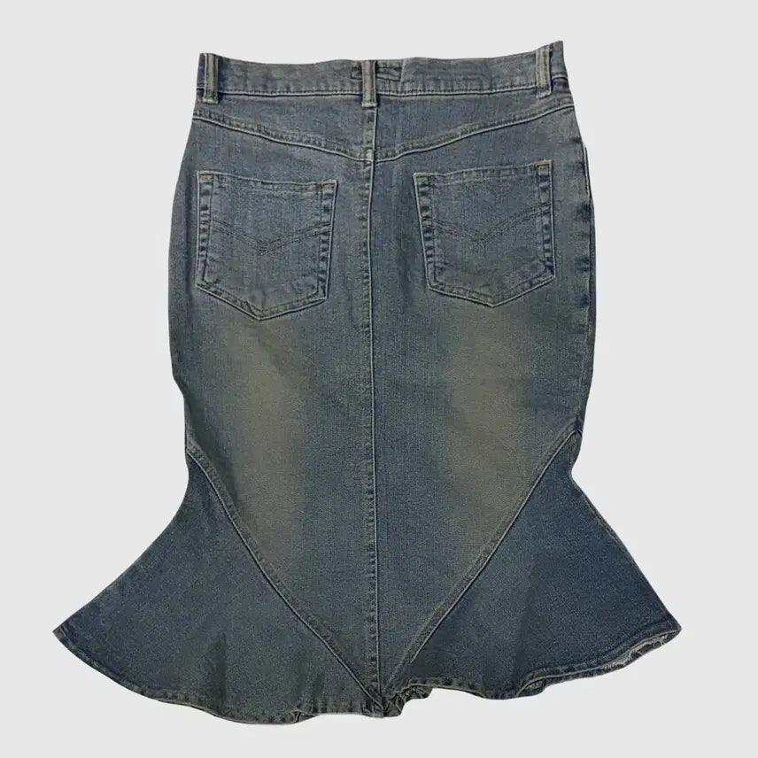 [BUNJANG] Denim Mermaid Midi Skirt / 데님 부츠컷 플레어 머메이드 미디스커트 ; 그런지룩 y2k 오네갸루