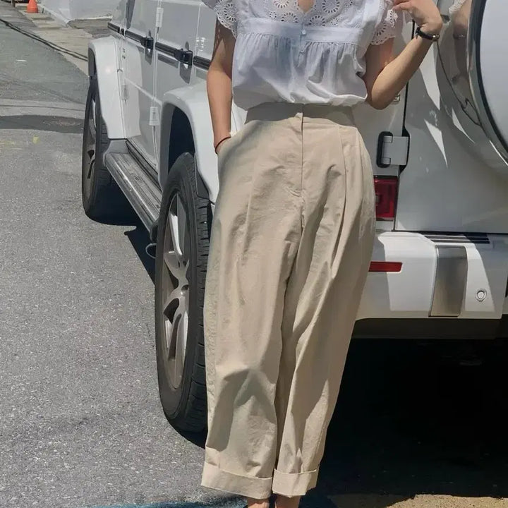 [BUNJANG] Freshlabel Edie Cotton Pants Beige L Slacks / 새상품) 프레쉬라벨 에디 코튼 팬츠 베이지 L 슬랙스 봄여름바지프레시라벨