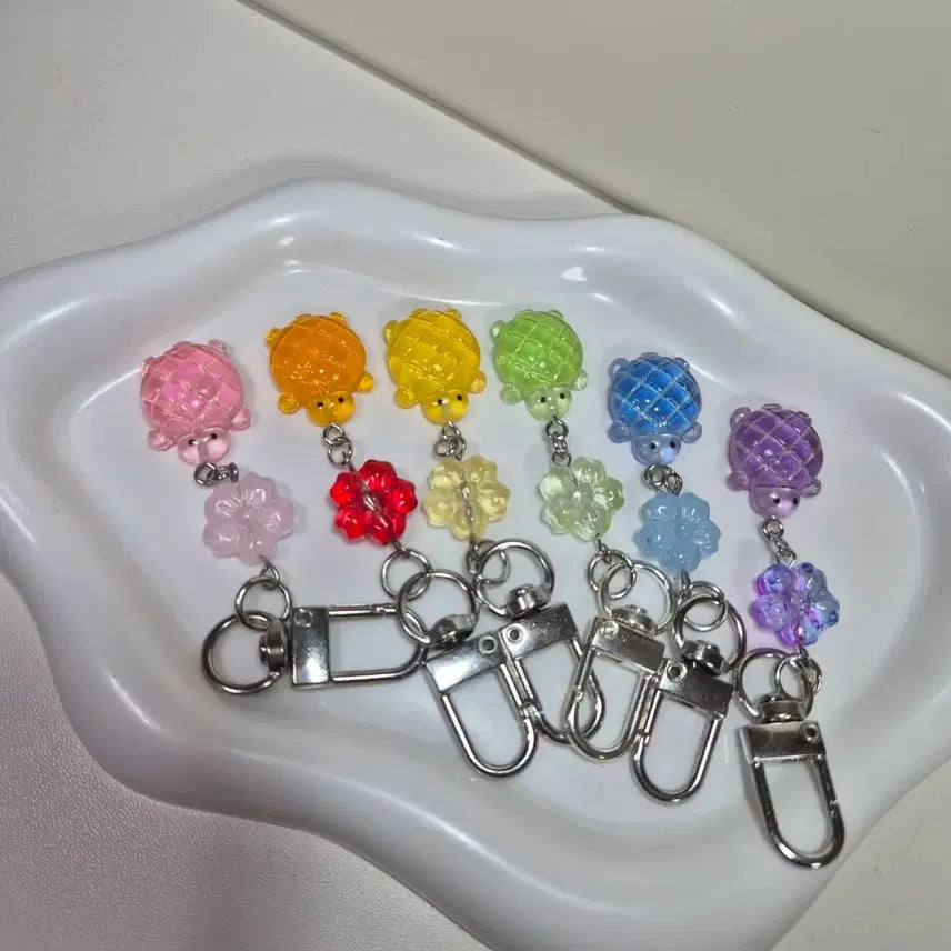 [BUNJANG] Flower Turtle Bead Keyring / 꽃거북이키링 비즈키링