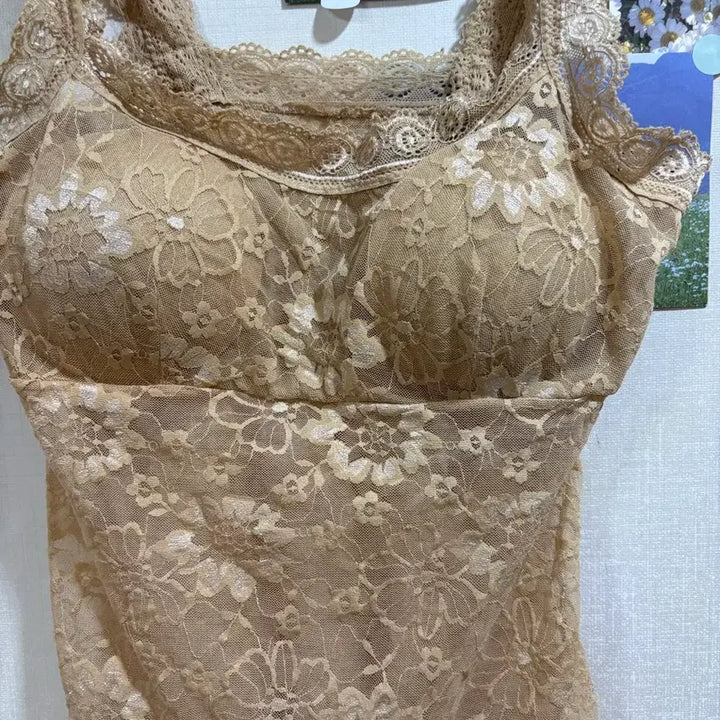 [BUNJANG] Lace Bustier Bra Top Beige / 레이스 뷔스티에 브라탑 베이지
