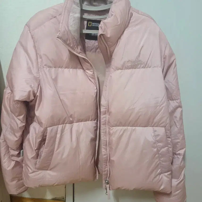 [BUNJANG] National Geographic Pink High Neck Goose Down Jacket / 내셔널지오그래픽 핑크색 숏패딩