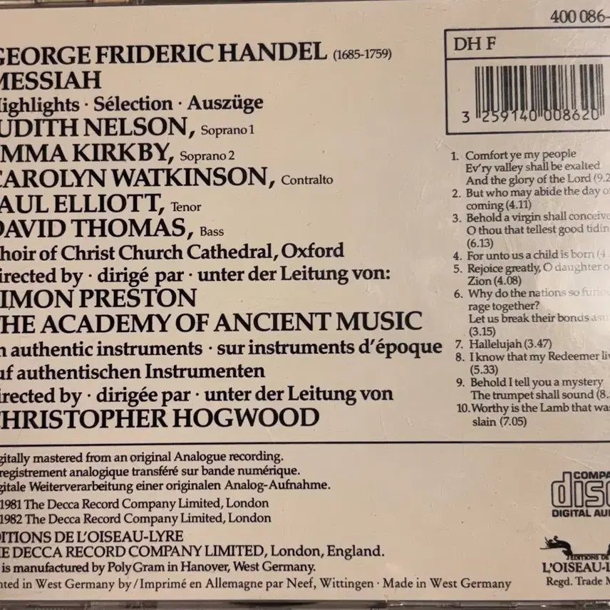 [BUNJANG] Handel Messiah Oratorio CD / 헨델 메시아 오라토리오 CD