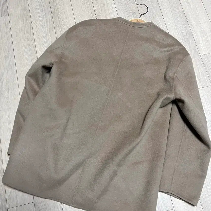 [BUNJANG] Idee Wool 90% No-Collar Half Coat Beige Handmade Jacket / 제평 이데 idee 울90% 노카라 하프코트 베이지핸드메이드오픈숏반울자켓