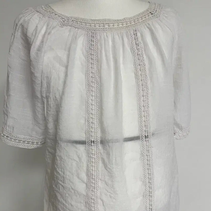 [BUNJANG] White Lace Blouse Shirt / 화이트 레이스 블라우스 셔츠