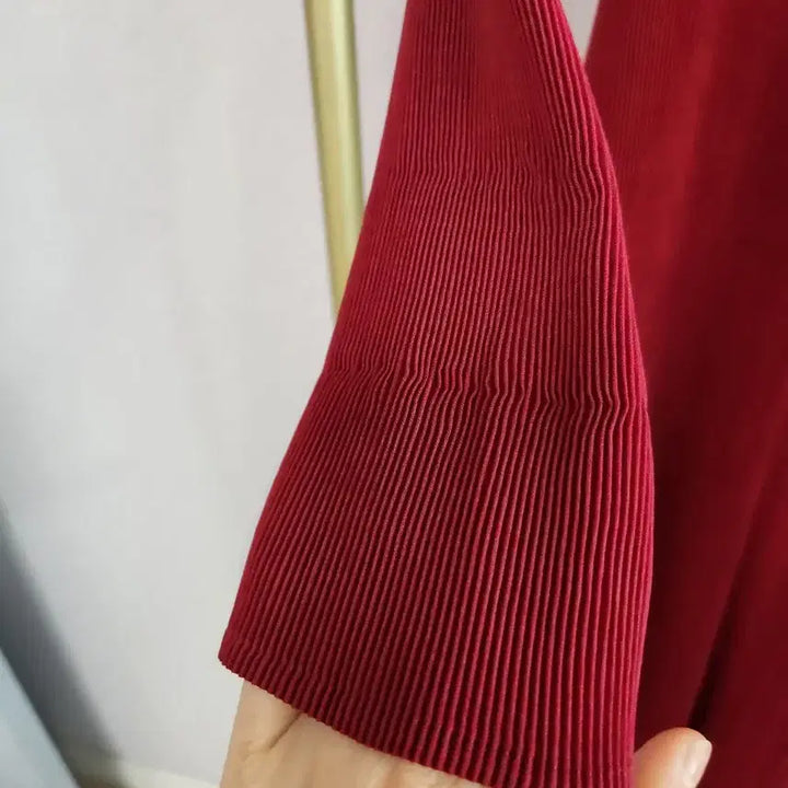 [BUNJANG] Pleats Me Burgundy Long Cardigan / 플리츠미 롱 가디건 버건디