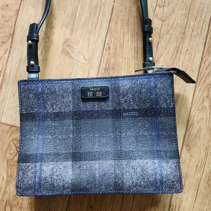 [BUNJANG] Hazzys Gray Check Small Crossbody Bag / 헤지스 그레이 체크 스몰 크로스백