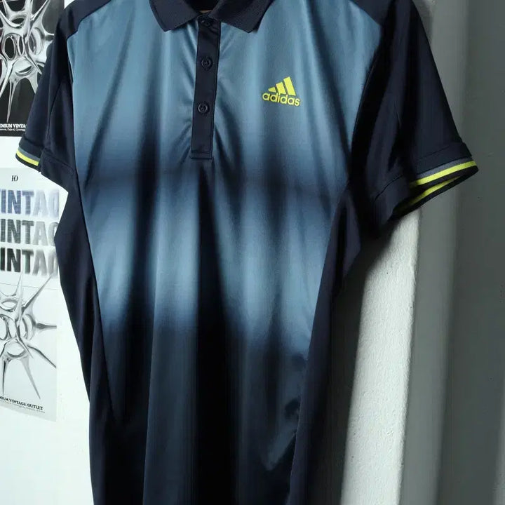 [BUNJANG] Adidas Navy Functional Polo T-shirt / (L) 아디다스 반팔 카라 티셔츠 기능성 네이비 올드스쿨-17A80