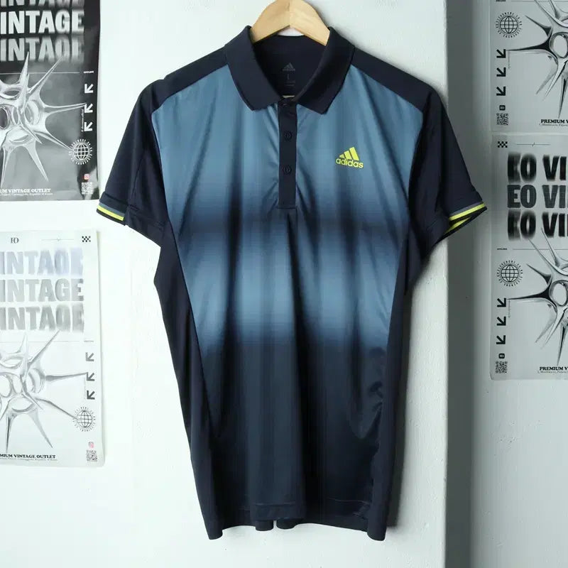 [BUNJANG] Adidas Navy Functional Polo T-shirt / (L) 아디다스 반팔 카라 티셔츠 기능성 네이비 올드스쿨-17A80