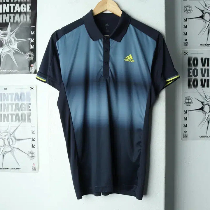 [BUNJANG] Adidas Navy Functional Polo T-shirt / (L) 아디다스 반팔 카라 티셔츠 기능성 네이비 올드스쿨-17A80