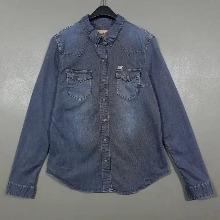 [BUNJANG] Buckaroo Nano Check Western Shirt Indigo / M) 버커루 워싱 투포켓 빈티지 나노 체크 웨스턴 셔츠 남방 인디고