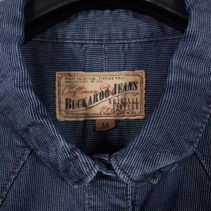 [BUNJANG] Buckaroo Nano Check Western Shirt Indigo / M) 버커루 워싱 투포켓 빈티지 나노 체크 웨스턴 셔츠 남방 인디고