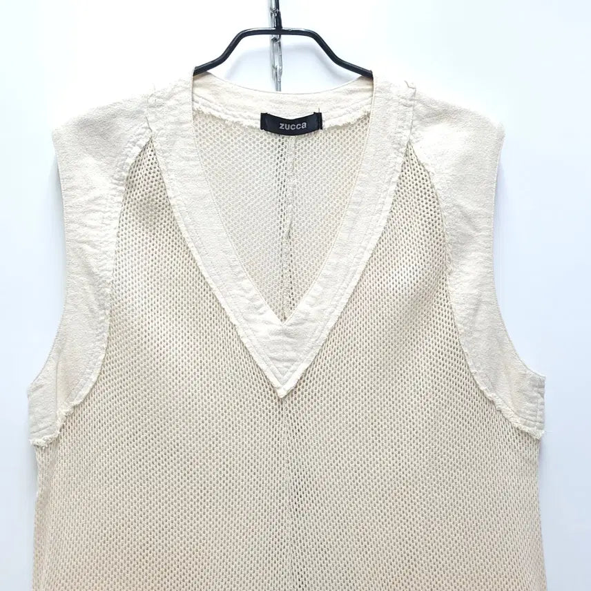 [BUNJANG] ZUCCA Cotton Mesh Fringe Mini Dress Tunic / ZUCCA 주카 코튼메쉬 프린지 미니원피스 시스루원피스 튜닉 C247