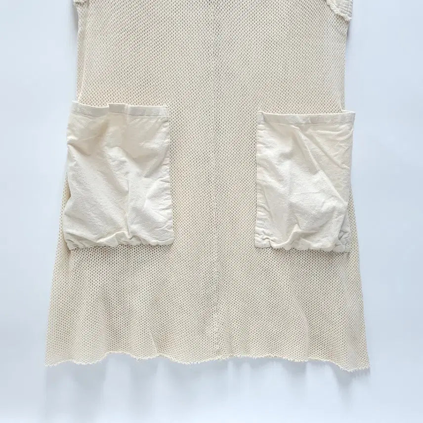 [BUNJANG] ZUCCA Cotton Mesh Fringe Mini Dress Tunic / ZUCCA 주카 코튼메쉬 프린지 미니원피스 시스루원피스 튜닉 C247