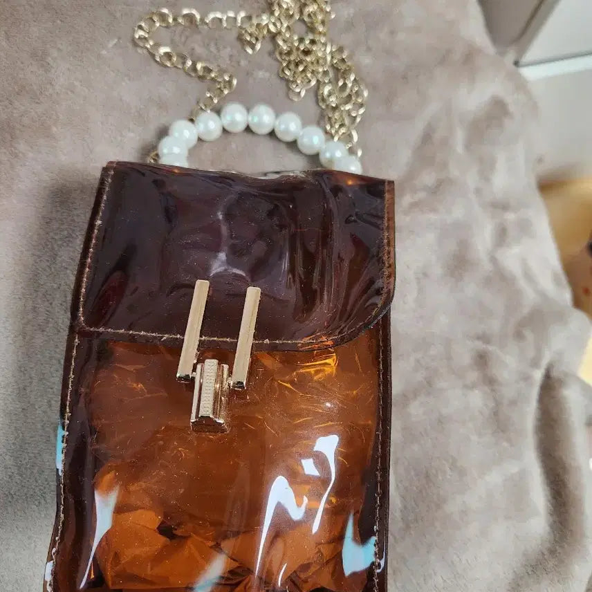 [BUNJANG] Transparent Brown Mini Crossbody Bag / 투명 브라운 미니 크로스백  새제품