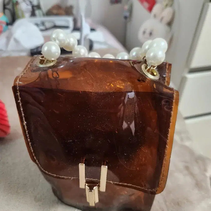 [BUNJANG] Transparent Brown Mini Crossbody Bag / 투명 브라운 미니 크로스백  새제품