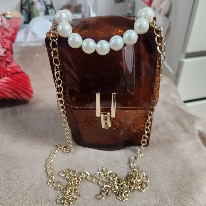 [BUNJANG] Transparent Brown Mini Crossbody Bag / 투명 브라운 미니 크로스백  새제품