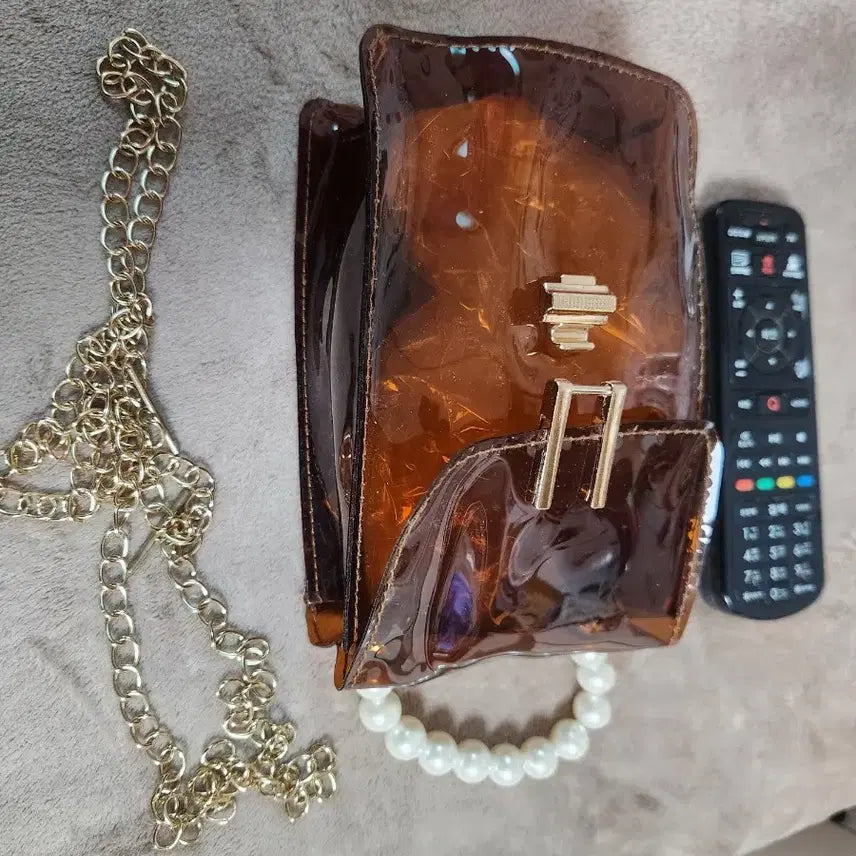 [BUNJANG] Transparent Brown Mini Crossbody Bag / 투명 브라운 미니 크로스백  새제품