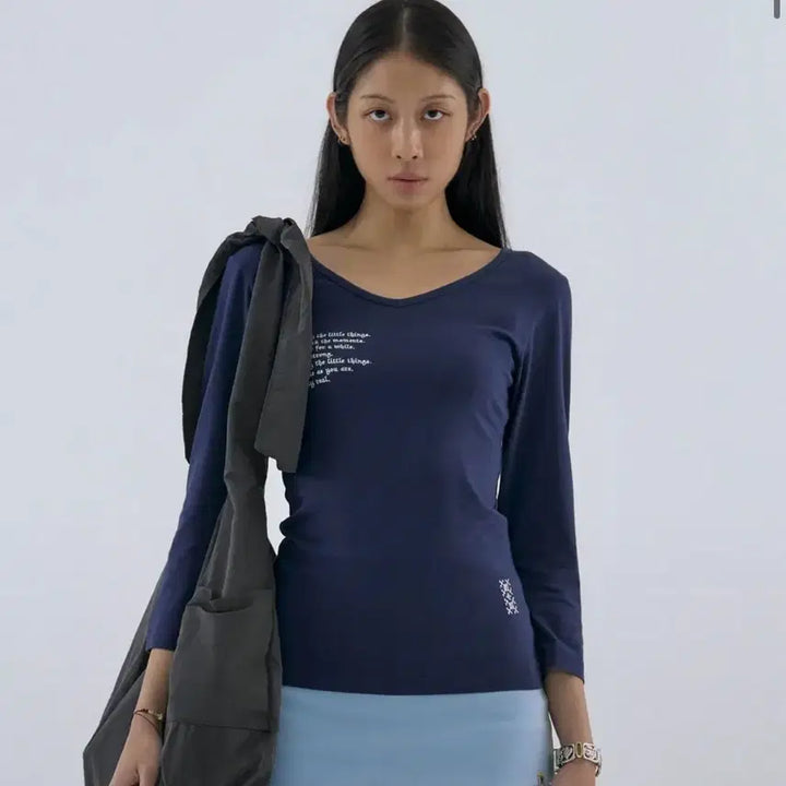 [SOLD OUT] 웰빙익스프레스 V neck 3/4 sleeve Navy m