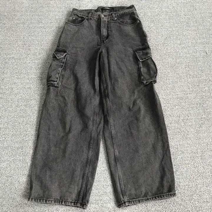 [BUNJANG] Urban Dress Black Denim Cargo Pants / 어반드레스 흑청 카고바지