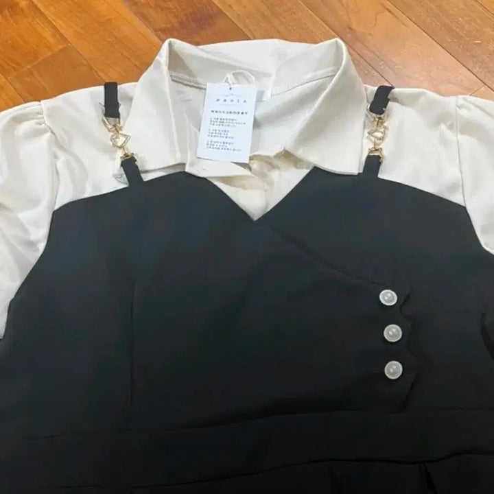 [BUNJANG] Black Long Layered Shirt Dress / 블랙 롱 원피스 셔츠 레이어드 세트