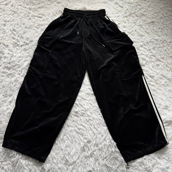 [BUNJANG] CHALK Japanese Vintage Velvet Wide Cargo Pants / CHALK 일본빈티지 벨벳 와이드 카고팬츠 보세 와이드팬츠 free 28