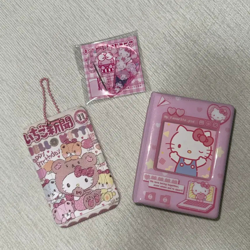 [BUNJANG] Sanrio Hello Kitty 25th Anniversary Photocard Holder + Collect Book + Heart Carabiner / 산리오 25주년 헬로키티 포카홀더+콜렉트북+하트 카라비너