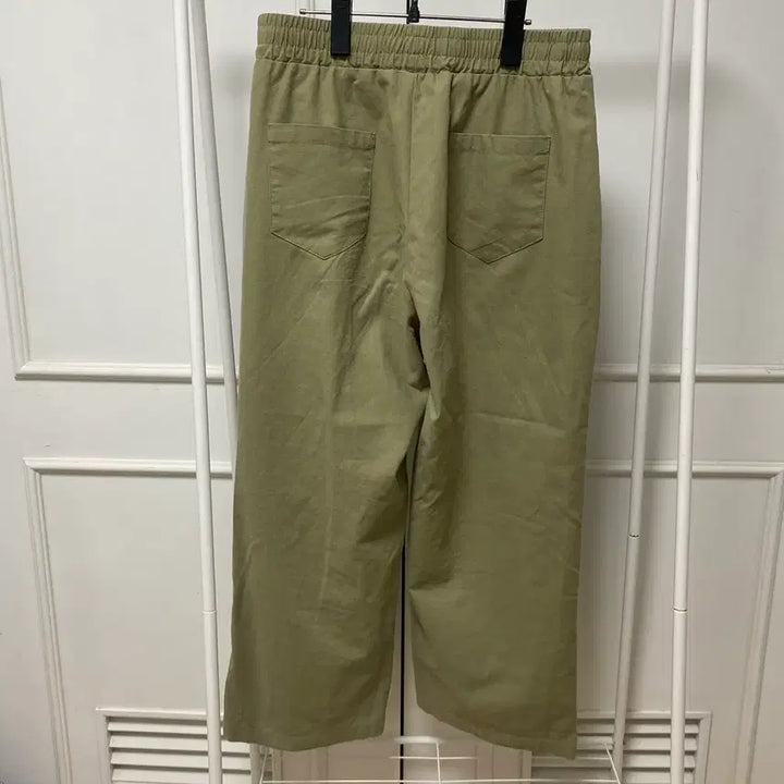 [BUNJANG] Lafayette Store Wide Cotton Linen Pants Khaki / 라퍼지스토어 와이드 팬츠 코튼 린넨 면 바지 카키 밴딩 리본