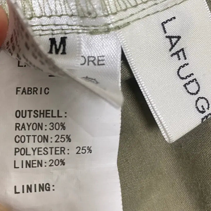 [BUNJANG] Lafayette Store Wide Cotton Linen Pants Khaki / 라퍼지스토어 와이드 팬츠 코튼 린넨 면 바지 카키 밴딩 리본
