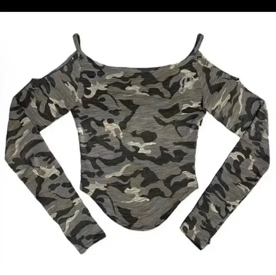 [BUNJANG] Please No Follow Camo Top Charcoal / 플리즈노팔로우 카모탑 차콜