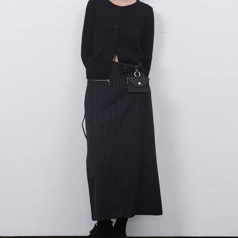 [BUNJANG] Oesio Stripe Slit Long Skirt / 오에시오 스트라이프 슬릿 롱 스커트
