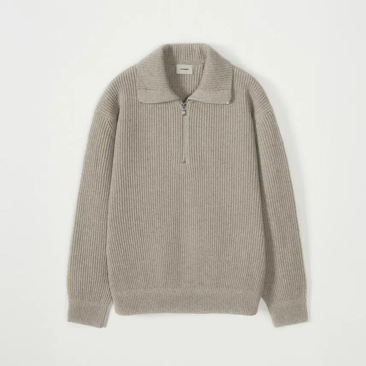 [BUNJANG] In The Row Half Zip-up Knit Sweater / 인더로우 하프 집업 니트 샌드 멜란지 2사이즈