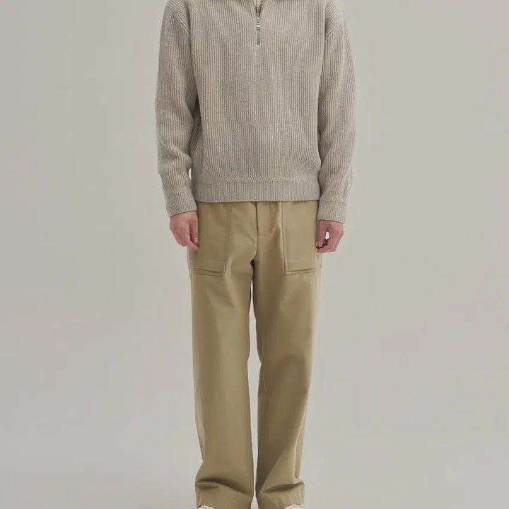 [BUNJANG] In The Row Half Zip-up Knit Sweater / 인더로우 하프 집업 니트 샌드 멜란지 2사이즈