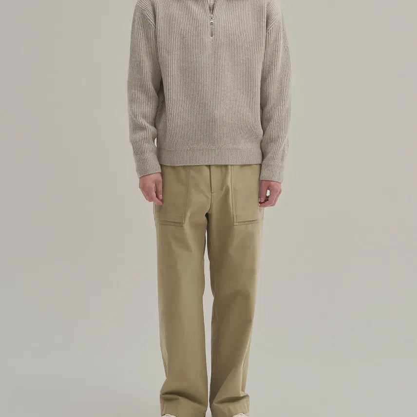 [BUNJANG] In The Row Half Zip-up Knit Sweater / 인더로우 하프 집업 니트 샌드 멜란지 2사이즈