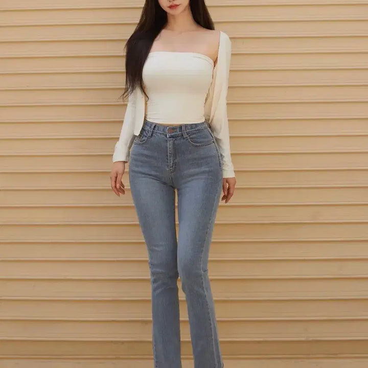 [BUNJANG] Kinda Me Straight Leg Jeans / 카인다미 골반볼륨업 연그레이 일자진 골반뽕 청바지 S