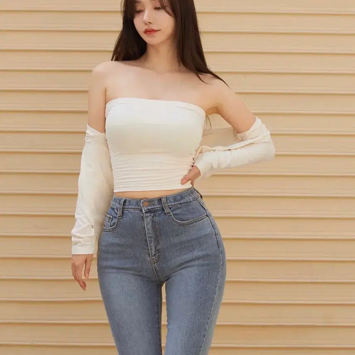 [BUNJANG] Kinda Me Straight Leg Jeans / 카인다미 골반볼륨업 연그레이 일자진 골반뽕 청바지 S