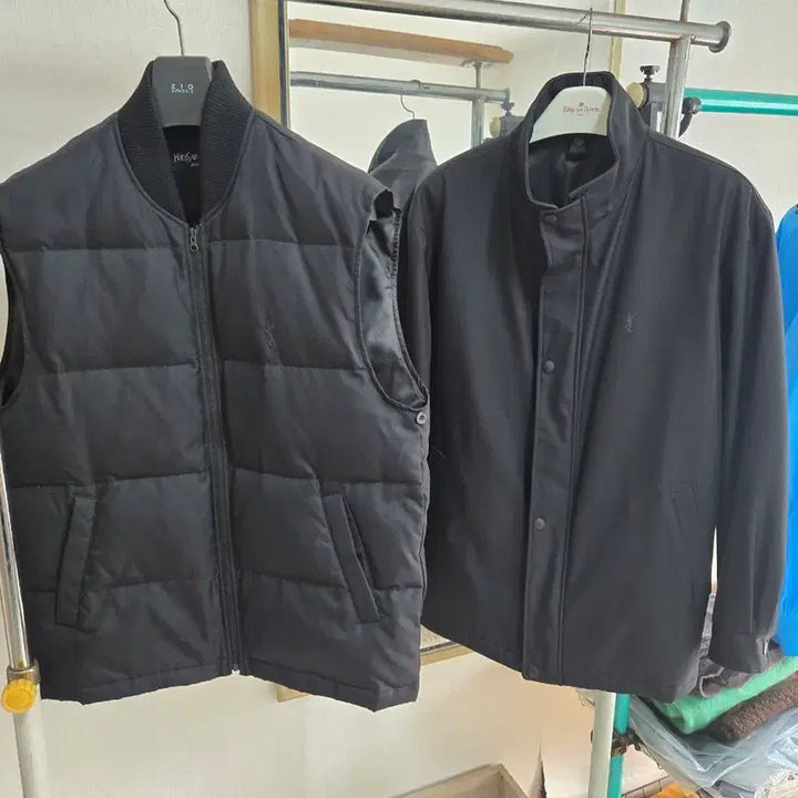 [BUNJANG] Yves Saint Laurent Padded Vest and Jacket (Black) / 남성105 입생로랑 패딩조끼+패딩자켓(블랙)