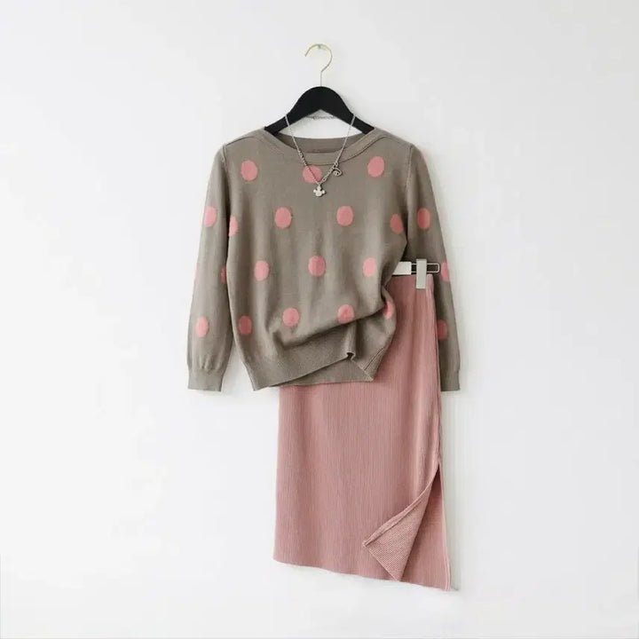 [BUNJANG] Pink/Navy Long Ribbed Skirt / [새제품] 골지 롱스커트