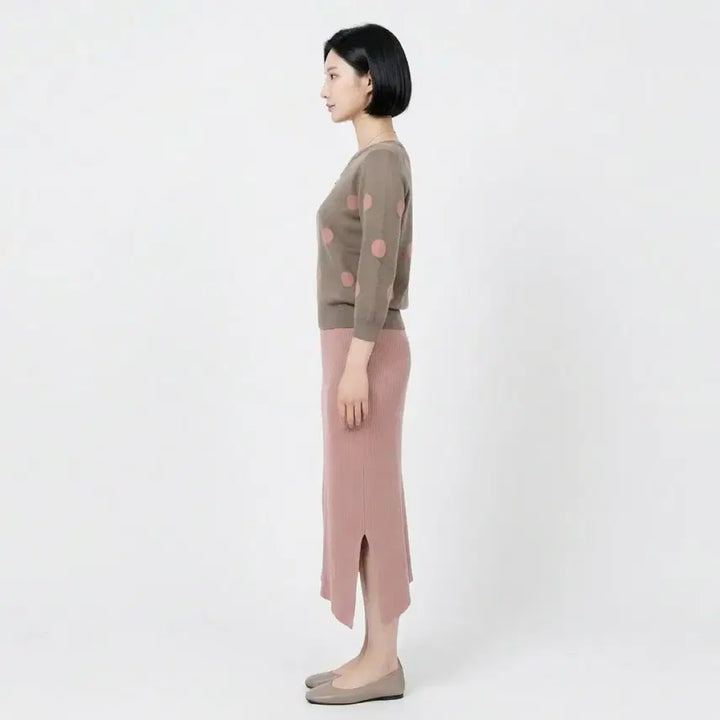 [BUNJANG] Pink/Navy Long Ribbed Skirt / [새제품] 골지 롱스커트