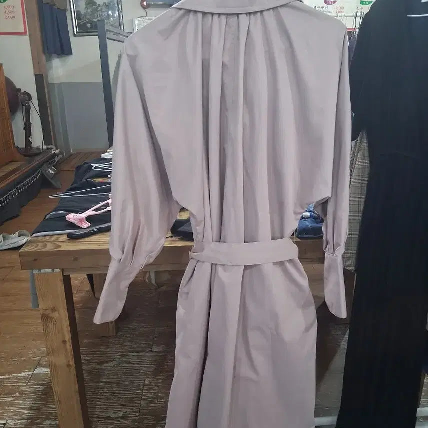 [BUNJANG] Pink Belted Long Jacket / 인디핑크 벨트 롱 자켓(77~88까지가능)