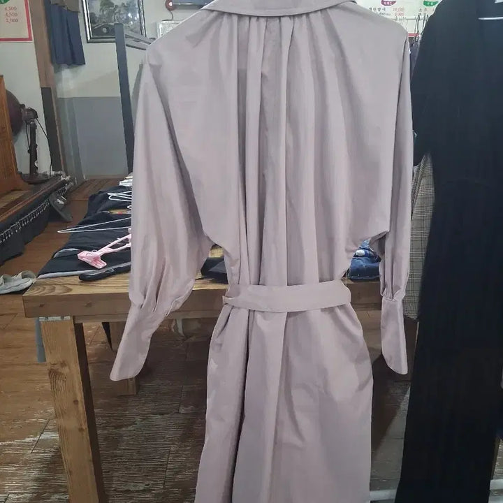 [BUNJANG] Pink Belted Long Jacket / 인디핑크 벨트 롱 자켓(77~88까지가능)