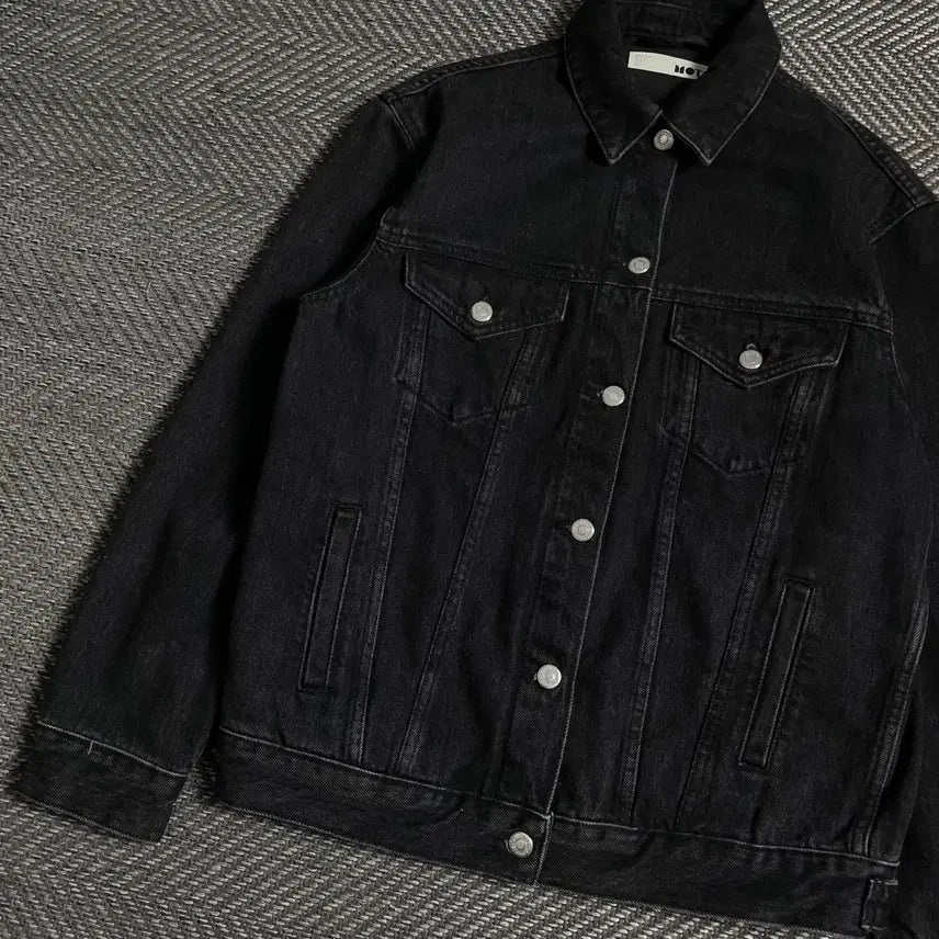 [BUNJANG] Vintage Black Denim Trucker Jacket / 빈티지 흑청 데님 트러커 자켓y 4806