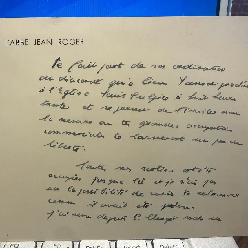 [BUNJANG] 1952 Jean Roger Handwritten Letter Set / 1952년 - 장 로제 신부 - 한국 전쟁터로 향하는 사제의 마지막 인사
