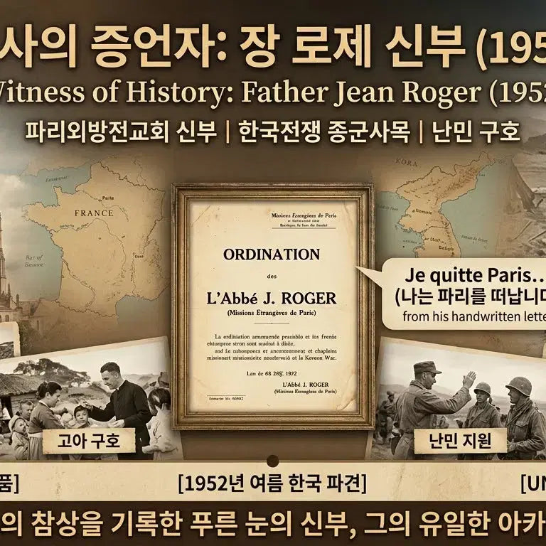 [BUNJANG] 1952 Jean Roger Handwritten Letter Set / 1952년 - 장 로제 신부 - 한국 전쟁터로 향하는 사제의 마지막 인사