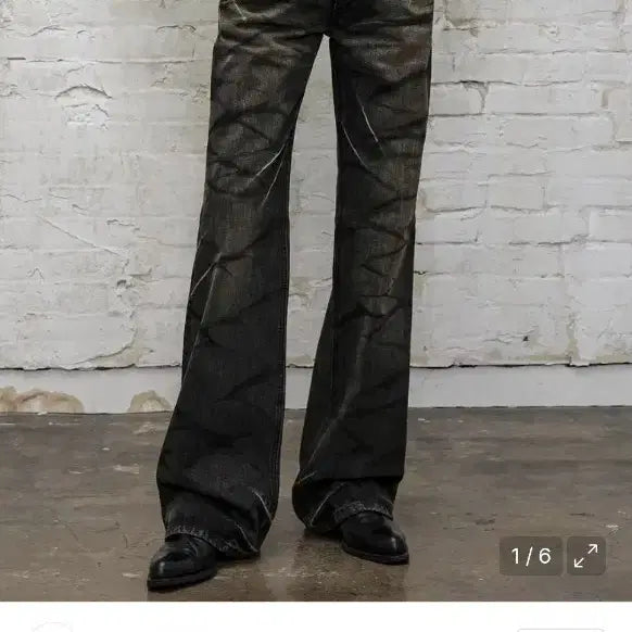 [BUNJANG] Elmood Thor Flare Denim Tiger Black Jeans / 48) 엘무드 토르 플레어 데님 타이거 블랙