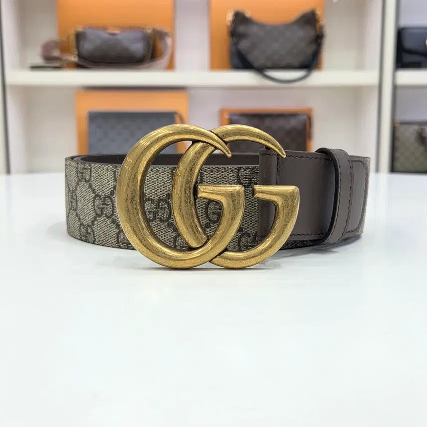 [BUNJANG] Gucci GG Marmont Double Buckle Belt / 구찌 gg 마몽 더블 금장 버클 벨트 새상품 400593