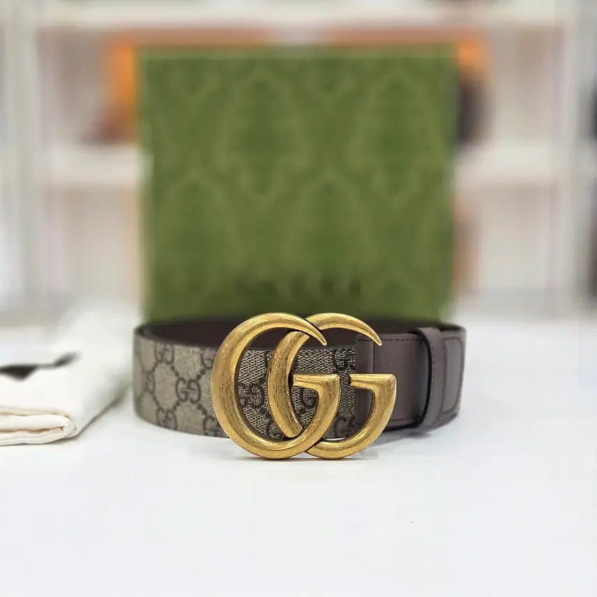 [BUNJANG] Gucci GG Marmont Double Buckle Belt / 구찌 gg 마몽 더블 금장 버클 벨트 새상품 400593