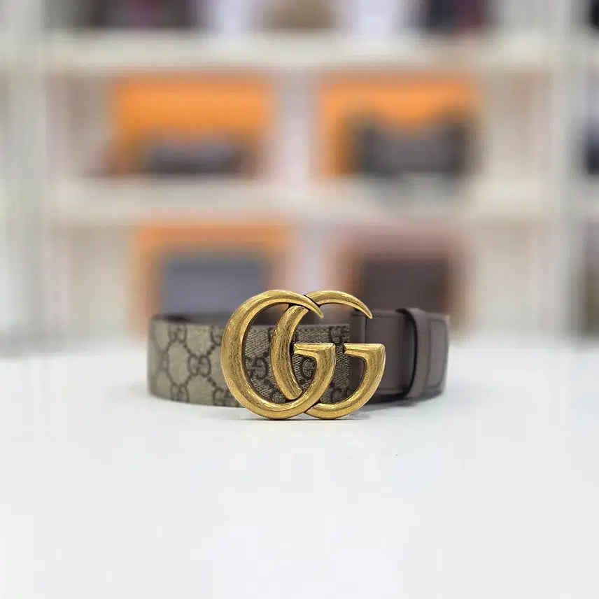 [BUNJANG] Gucci GG Marmont Double Buckle Belt / 구찌 gg 마몽 더블 금장 버클 벨트 새상품 400593