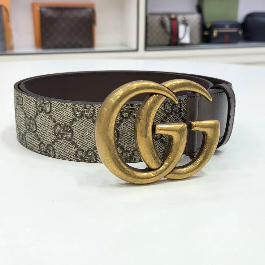 [BUNJANG] Gucci GG Marmont Double Buckle Belt / 구찌 gg 마몽 더블 금장 버클 벨트 새상품 400593