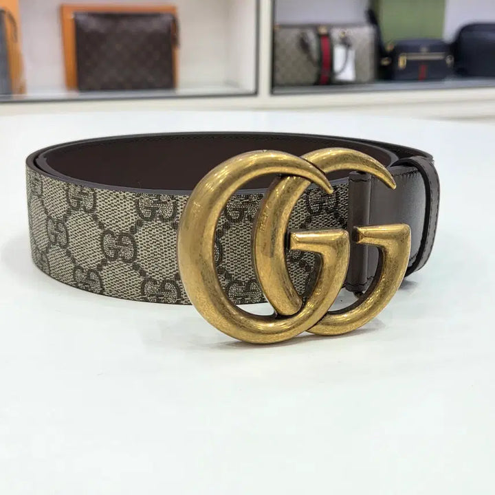 [BUNJANG] Gucci GG Marmont Double Buckle Belt / 구찌 gg 마몽 더블 금장 버클 벨트 새상품 400593
